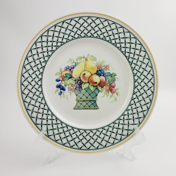 Villeroy & Boch Basket Dinner Plate Fruit Basket Center Green Lattice Germany